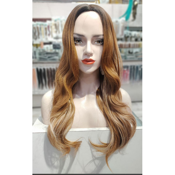 Highlighted golden brown ombre wig by Emmor-synthetic hair (LC5216-1)