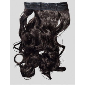 *4 Dark chocolate brown One piec  XXL, 5 clips wavy clip in hair extensions by proextend synthetic hair (60cm)
