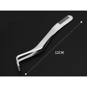 Cluster lash applicator blunt tip tweezers with comb
