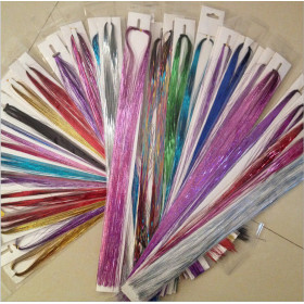 Tie on hair tinsel - purple color-100 strand