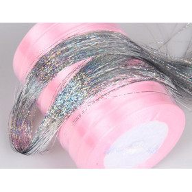 Tie on hair tinsel - silver color-100 strand