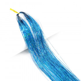 Tie on hair tinsel - sky blue color-100 strand