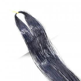 Tie on hair tinsel - black color-100 strand