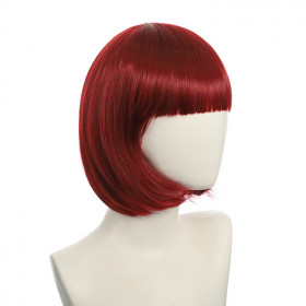 Bob cut cosplay wig with basic cap- dark red K051-16