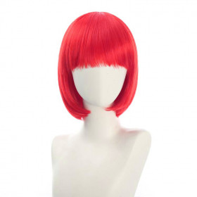 Bob cut cosplay wig with basic cap- fire red K051-01