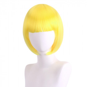 Bob cut cosplay wig with basic cap-yellow K051-25