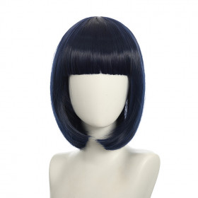 Bob cut cosplay wig with basic cap-blue black K051-18