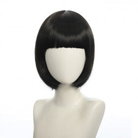 Bob cut cosplay wig with basic cap-black K051-14