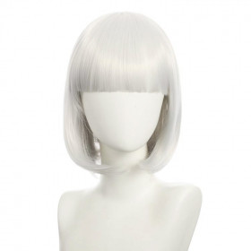 Bob cut cosplay wig with basic cap-white K051-17