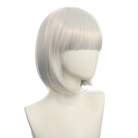 Bob cut cosplay wig with basic cap-silver white K051-04