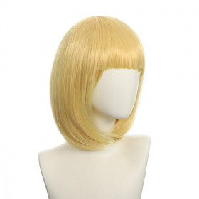 Bob cut cosplay wig with basic cap-golden blonde K051-10