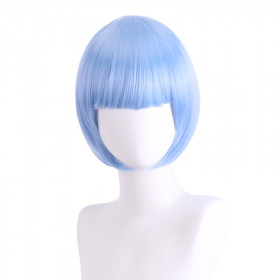 Bob cut cosplay wig with basic cap-ash blue K051-28