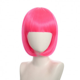 Bob cut cosplay wig with basic cap-bright pink K051-08