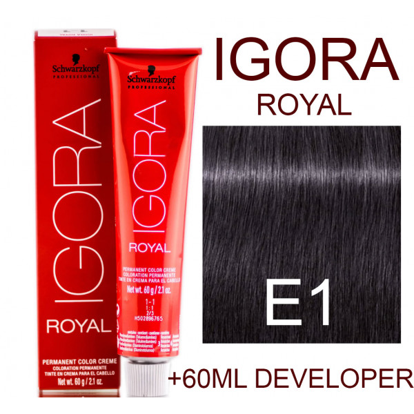 E1 Slate ( dark grey ) Igora Royal Professional -60ml +60ml 20vol developer
