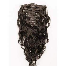 Color 2 35cm 10pc Natural wavy curls 120g clip in hair virgin Indian remy hair
