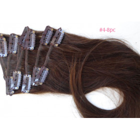 SALE 40cm (16inch) Dark color 8pc basic clip in -100% Brazilian remy human hair
