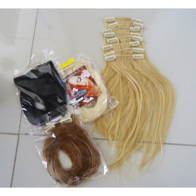 SALE 45cm (18inch) Dark color 8pc basic clip in -100% Brazilian remy human hair