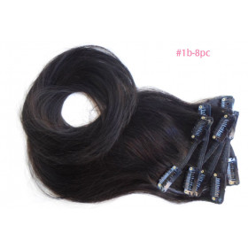 SALE 45cm (18inch) Dark color 8pc basic clip in -100% Brazilian remy human hair