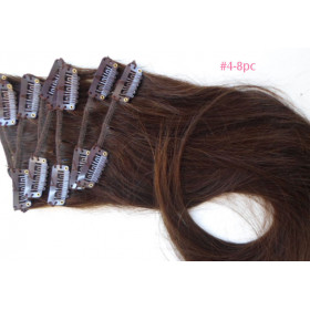 SALE 45cm (18inch) Dark color 8pc basic clip in -100% Brazilian remy human hair