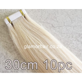 30cm 60-613 Tape in hair extensions 10pc European remy human hair