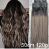 50cm Ash brown balayage ombre 10pc clip in hair extensions- Indian remy