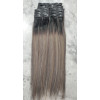 40cm Ash brown balayage ombre 10pc clip in hair extensions- Virgin Indian remy