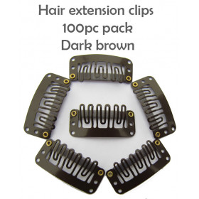 Dark brown color- 100 clips pack Extra hold extension clips
