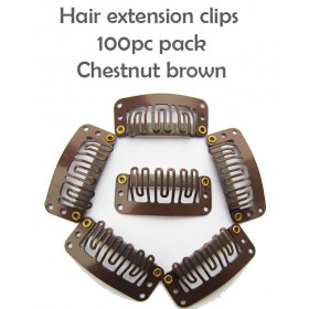 Chestnut brown color- 100 clips pack Extra hold extension clips