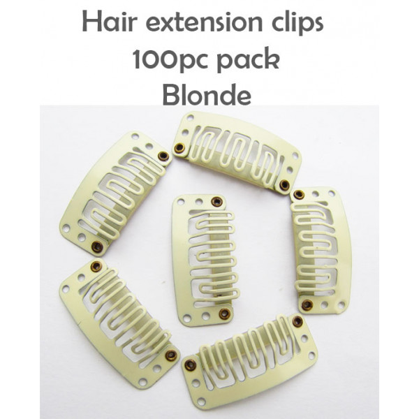 Blonde color- 100 clips pack Extra hold extension clips