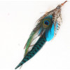 Bohemian feathers hair clip on piece - Teal mix
