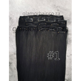 Color 1 Jet black 50cm 10pc 120g High quality Indian remy clip in hair