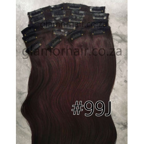 Color 99j 50cm 10pc 120g High quality Virgin Indian remy clip in hair