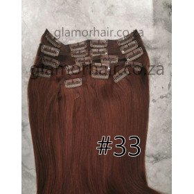 Color 33 mahogany brown 50cm 10pc 120g High quality Virgin Indian remy clip in hair