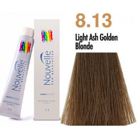 8.13 Light ash golden blonde Nouvelle permanent tint 100ml +100ml 20vol developer
