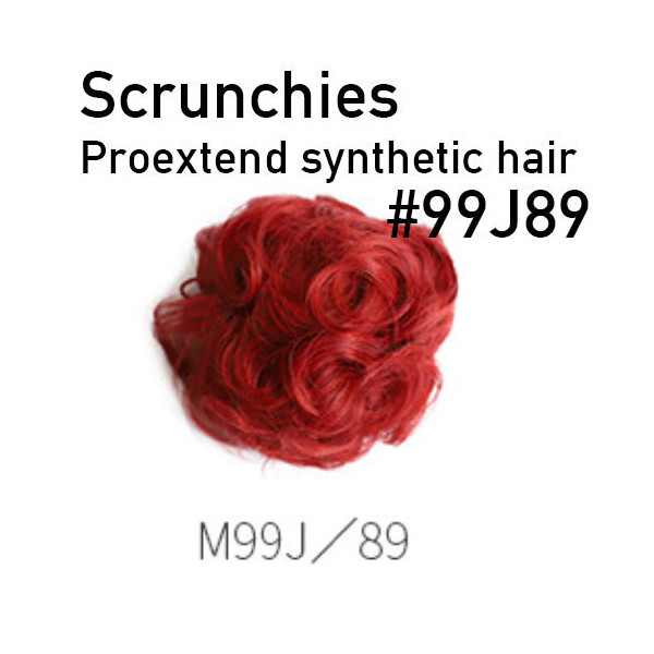 *99J-89 Cherry red scrunchie  y Proextend - Synthetic