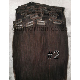 Color 2 Dark chocolate brown 35cm 10pc 120g High quality Indian remy clip in hair