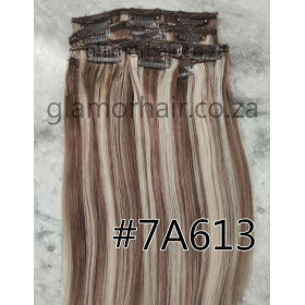 Color 7A613 55cm 10pc 120g High quality Indian remy clip in hair
