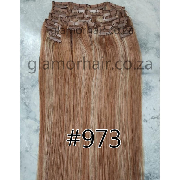 Color 973 45cm 10pc 120g High quality Indian remy clip in hair