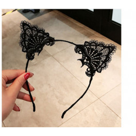 Black lace cat ears lace alice band