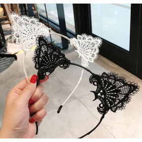 White lace cat ears lace alice band