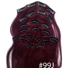Color 99j 30cm 10pc 120g High quality Virgin Indian remy clip in hair