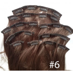Color 6 40cm 10pc 120g High quality Indian remy clip in hair