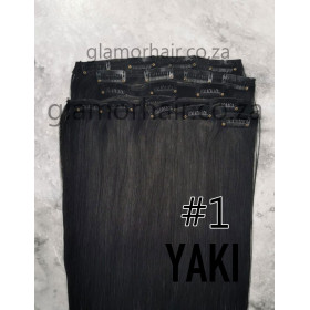 Color 1 Jet black Yaki 30cm 10pc 120g High quality Virgin Indian remy clip in hair
