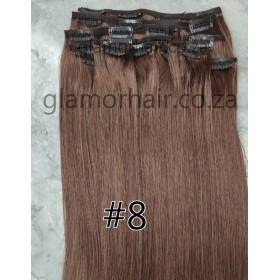Color 8 60cm 10pc 120g High quality Indian remy clip in hair