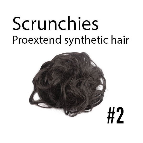 *2 Darkest brown scrunchie by Proextend - Synthetic