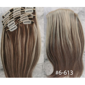 Color 6-613 35cm 10pc 120g High quality Indian remy clip in hair