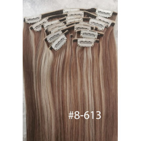Color 8-613 mix 60cm 10pc 120g High quality Indian remy clip in hair