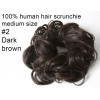 *2 Dark brown, medium size 100% human hair scrunchie