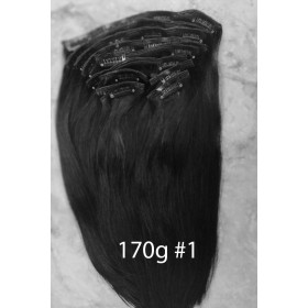Color 1 Jet black 35cm XXL 10pc 170g High quality Indian remy clip in hair
