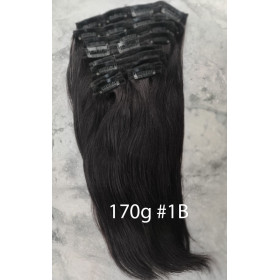 Color 1B 40cm XXL 10pc 170g High quality Indian remy clip in hair